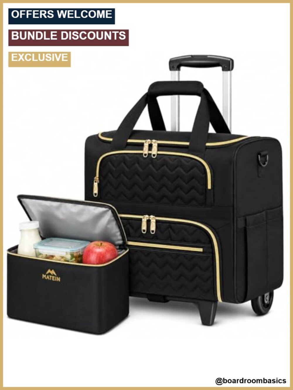Rolling Laptop Bag with Wheels, 15.6 Inch Teacher Tote with Detachable Lunch Box